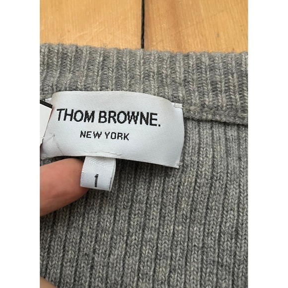 Thom Browne Grey Ribbed Wool Cardigan Dress RWB Trim Made in Italy Size 1 - Picture 5 of 7